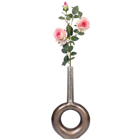 Uniquewise Decorative Centerpiece Aluminium-Casted Table Flower Vase, Two Tone Brass Antique 22.75 Inch QI004132